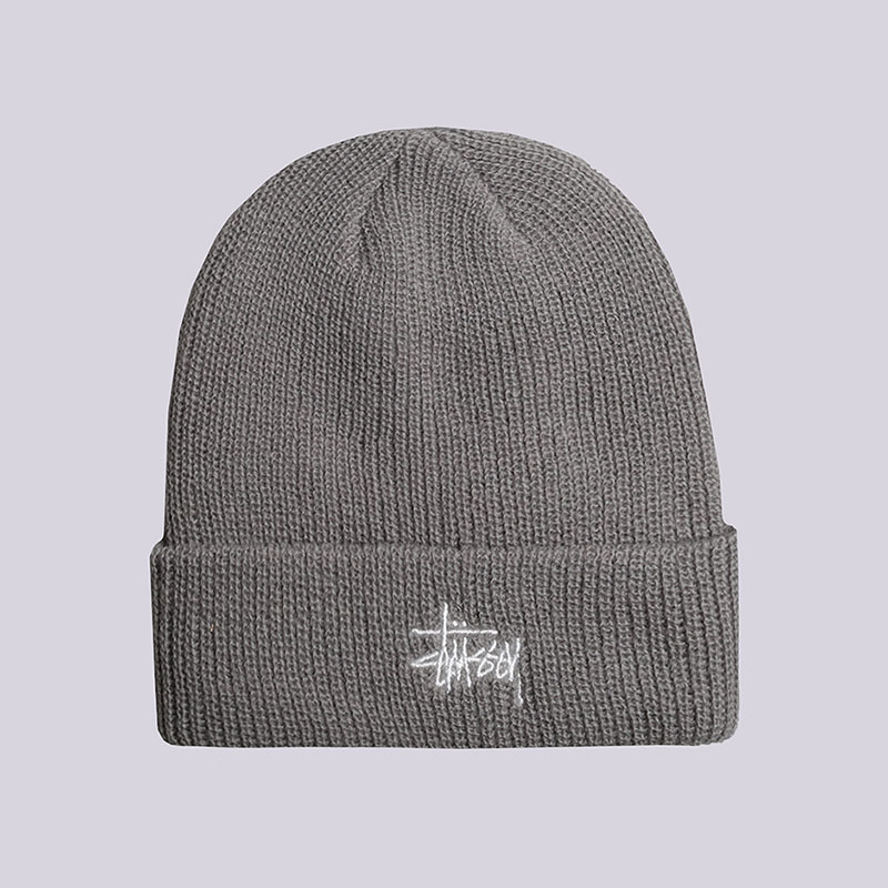 

Шапка Stussy Basic Cuff Beanie, Серый