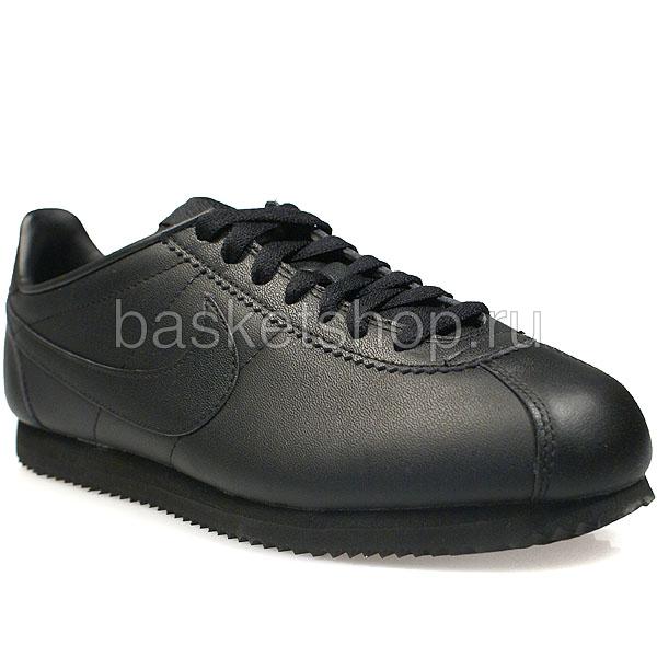 All black leather nike cortez best sale