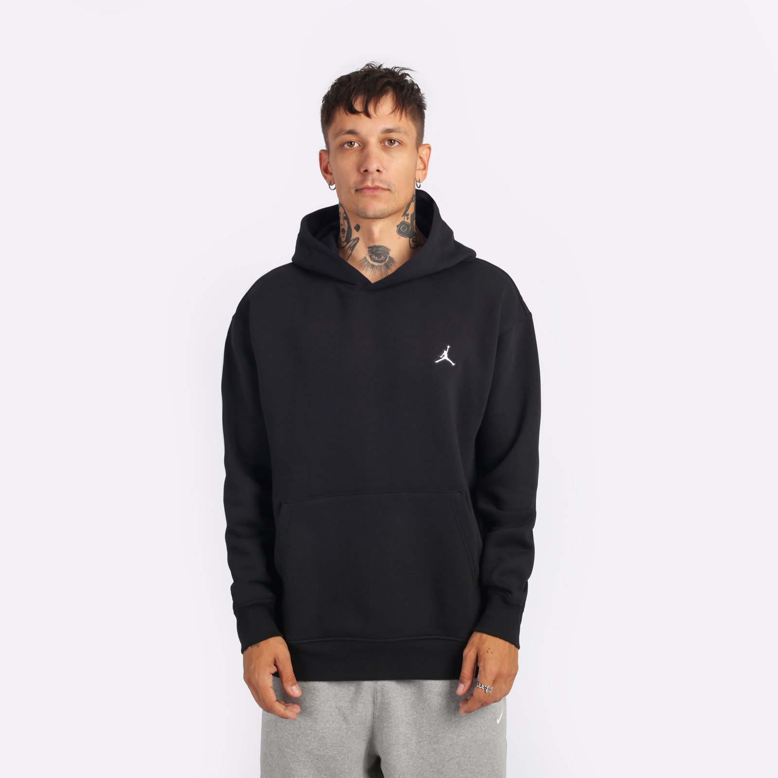 Essentials black fleece pullover hoodie sale