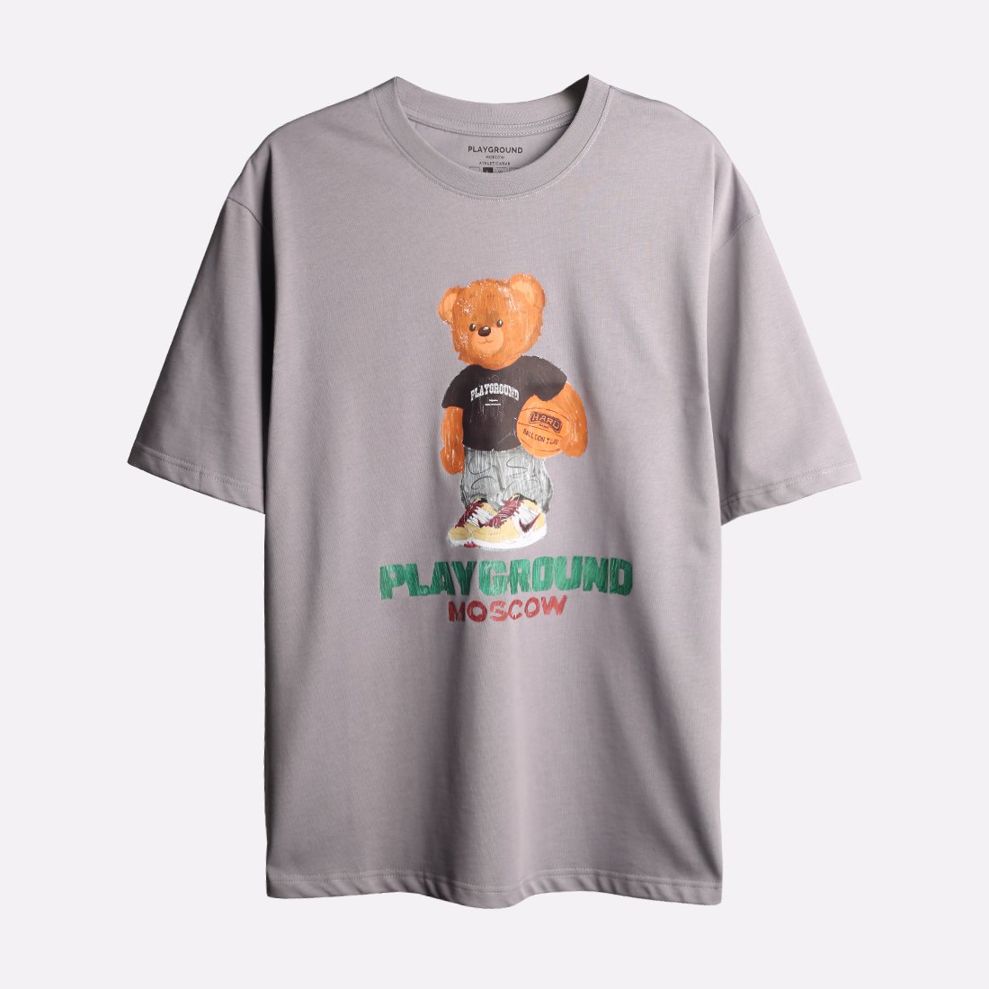 Мужская футболка PLAYGROUND Bear Tee (pgmoscow-grey-bear)  - цена, описание, фото 1