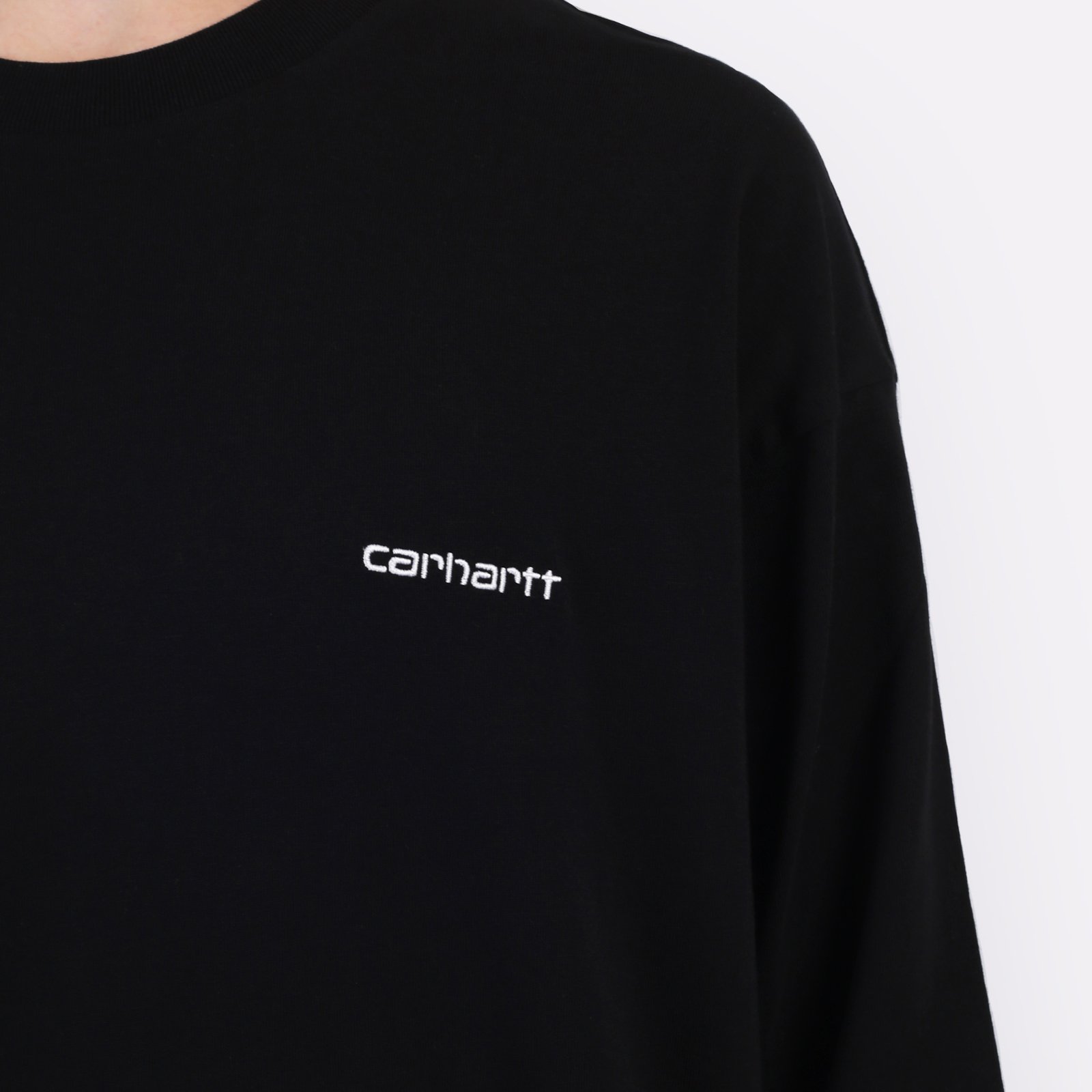 Лонгслив Carhartt WIP L/S Script Embroidery T-Shirt (I032306-black/white)  - цена, описание, фото 4