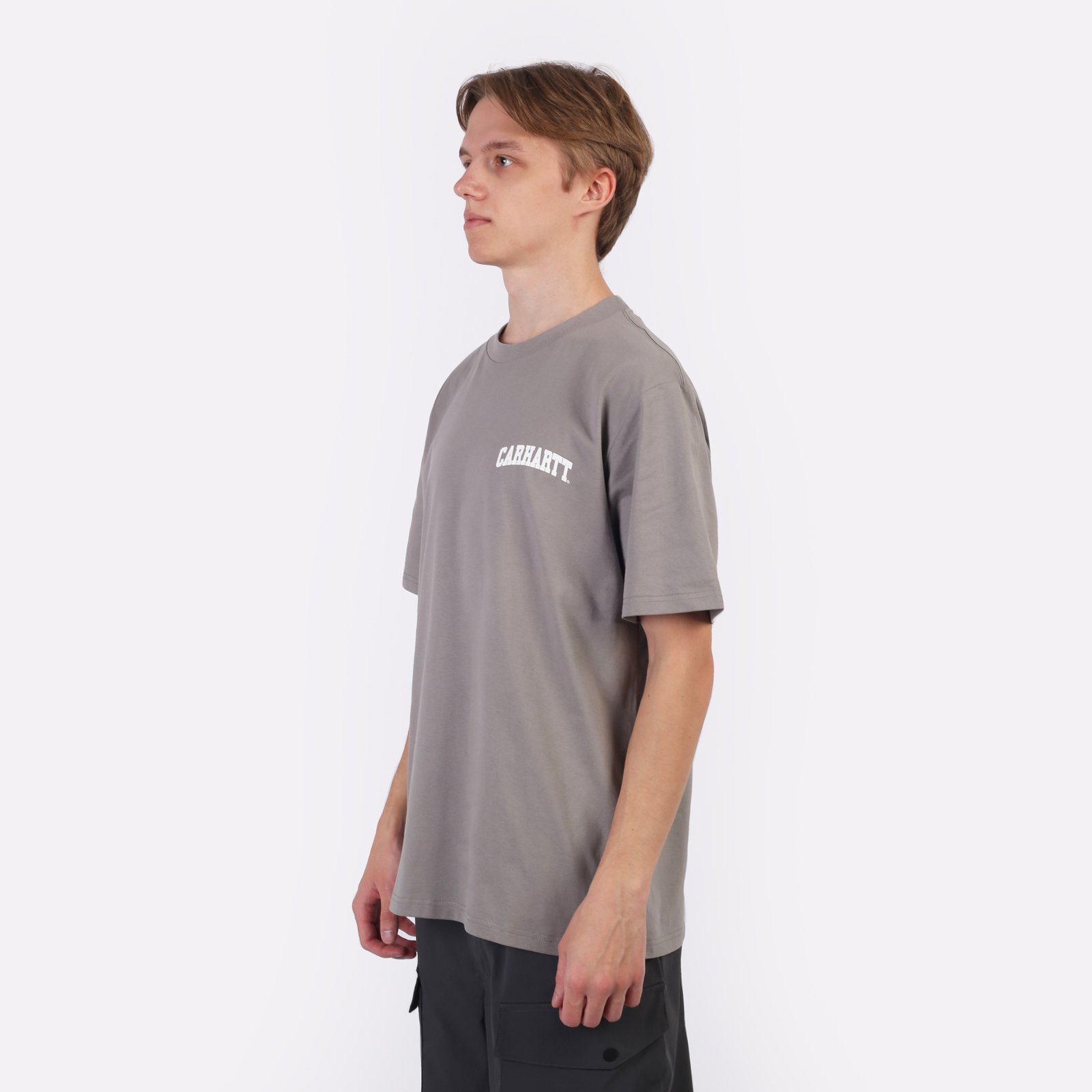 мужская футболка Carhartt WIP S/S University Script T-Shirt  (I034852-grey/white) I034852-grey/white - цена, описание, фото 3